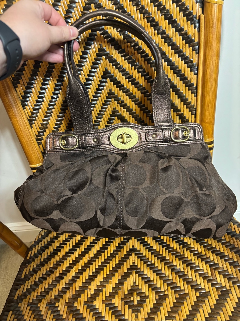 Coach Garnet Signature Satchel Bag F13906 Jacquard Y2K